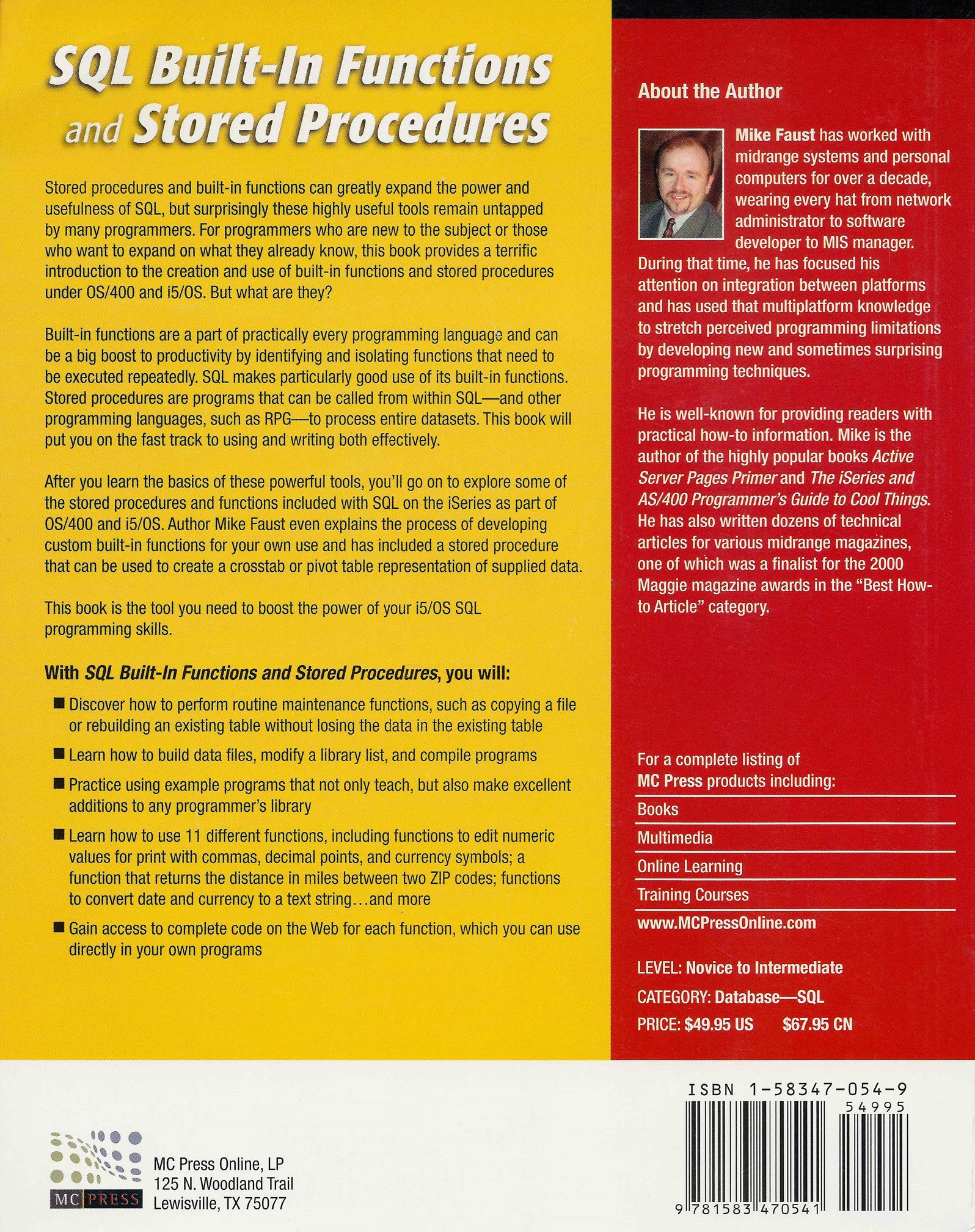 SQL Built-In Functions and Stored Procedures - MC Press Bookstore