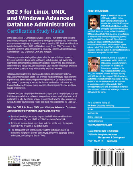 DB2 9 for Linux, UNIX, and Windows Advanced Database Administration (Exam 734)